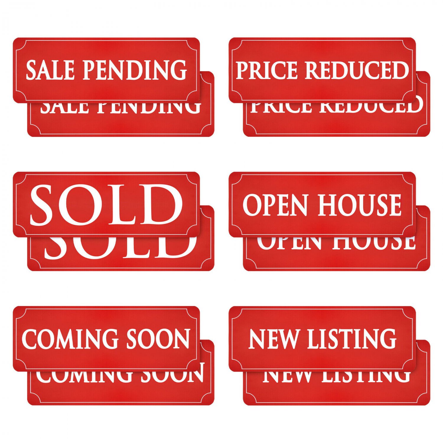 12 Pack 6 Phrase Set Open House Signs for Real Estate Sale, Magnetic 17 x 6 in