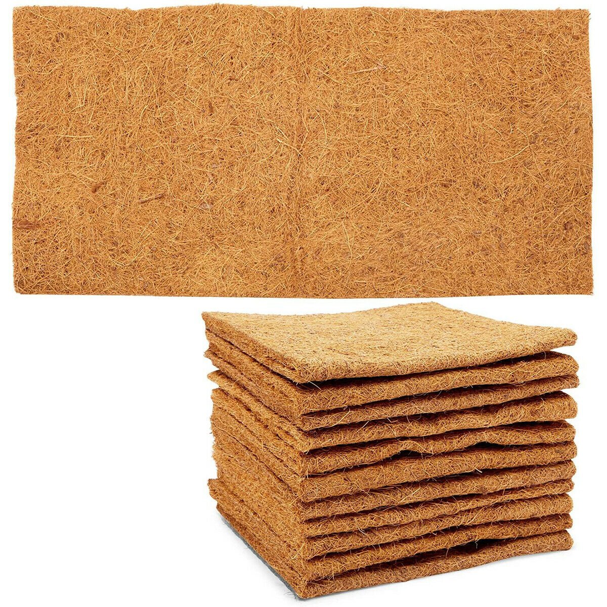Coco Fiber Substrate Mats for Small Pets, Natural Coir (10 x 20 in, 12 Pack)