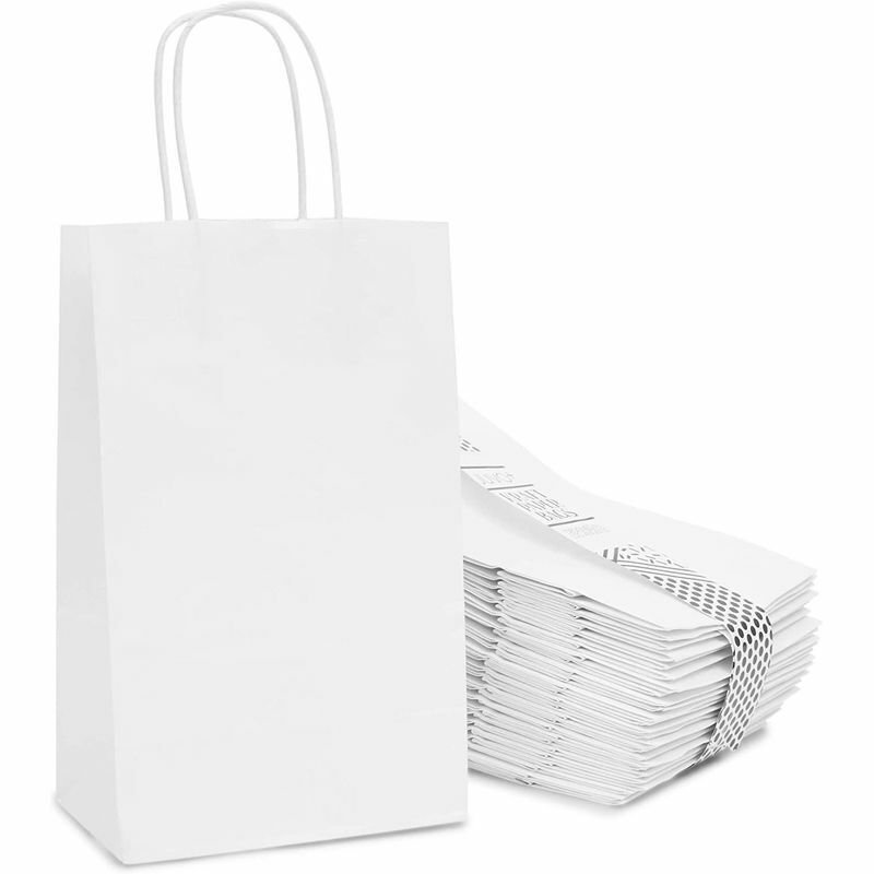100 Pack Small Paper Gift Bags with Handle for Birthday Party (9 x 5.3 ...