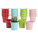 24 Pack Multicolored Metal Galvanized Bucket Planter for Home, Party Favor Decor