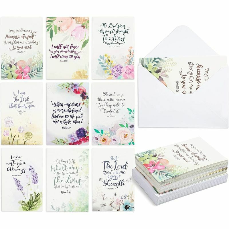 36 Pcs Religious Sympathy Cards with Envelopes for Funeral (Watercolor Floral)