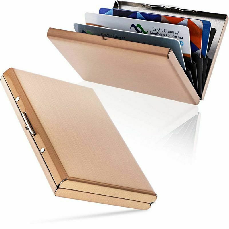 2 Pack Mens RFID Blocking Wallet Stainless Steel Metal ID Credit Card Holder
