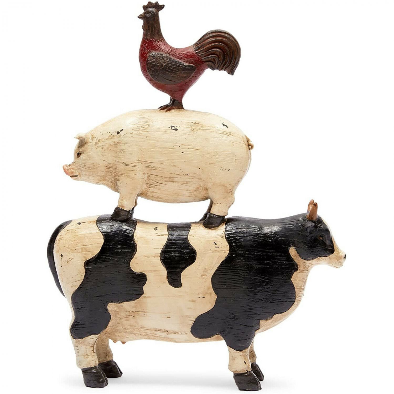 Farm Animal Decor, Chicken, Pig, Cow Figuring (9.2 x 11.6 x 2.6 in)