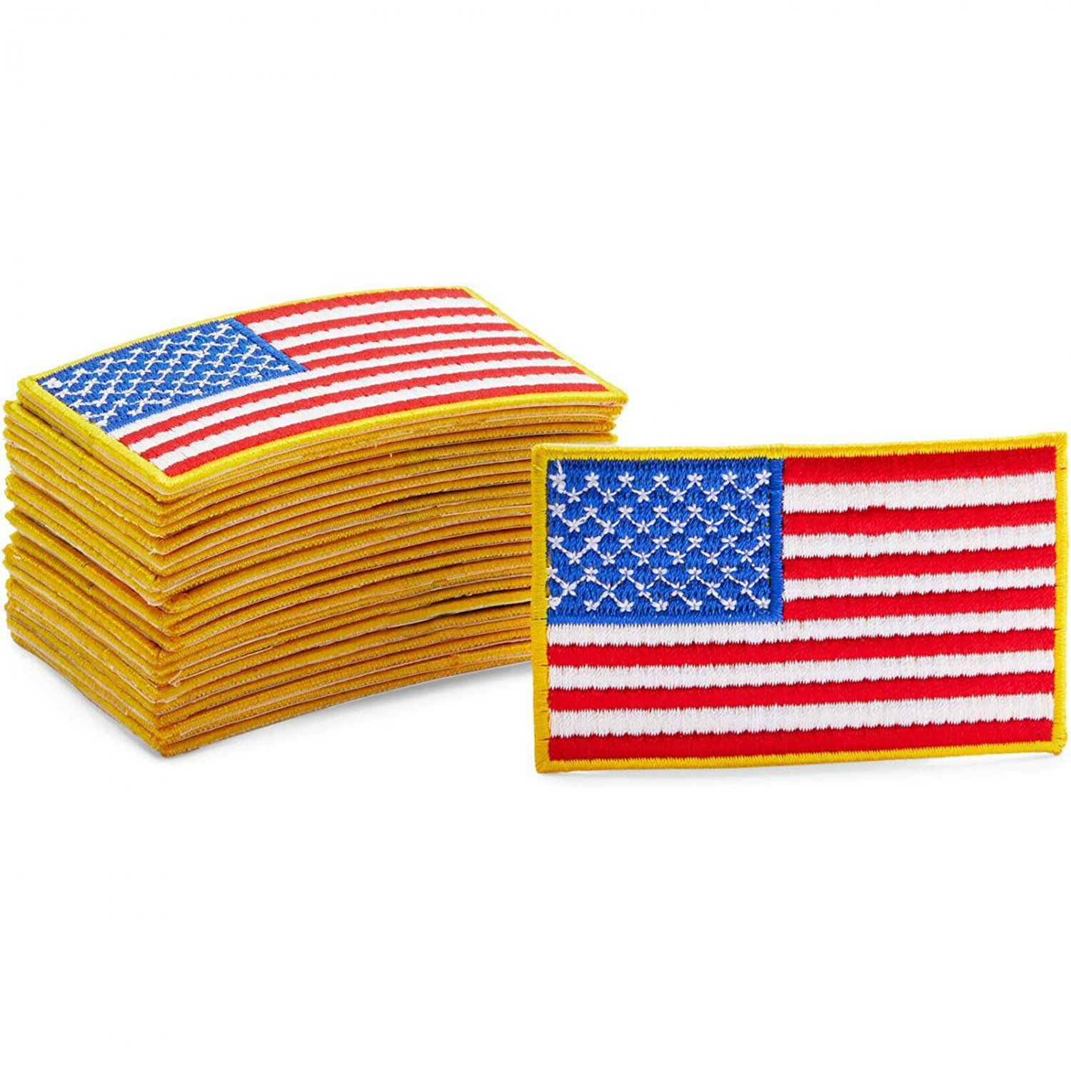 24 Pack USA American Flag Iron On Patches for Patriotic, 4th of July 3x0.6x1.9""