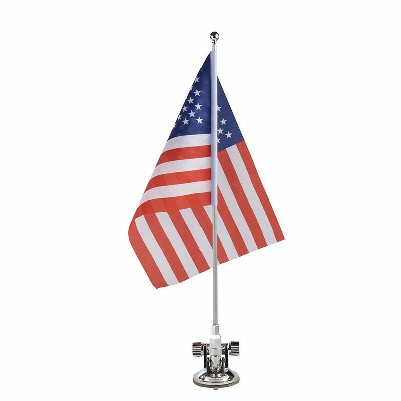 American US Flag with Metal Stand and Suction Cup for Patriotic Vehicles, 8x11""