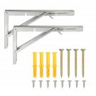 2x Folding Shelf L Brackets with Locking Hinge, Wall Mounted for Heavy Duty 10""