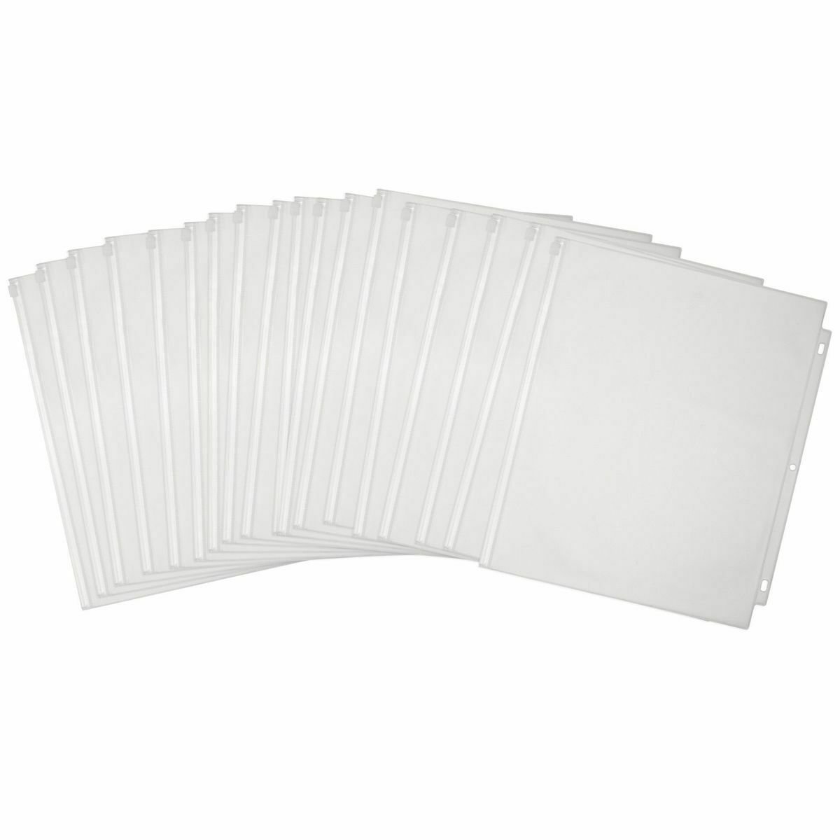 Binder Pockets with Zipper, Clear Letter Size Pouches for 3 Ring (18 Pack)