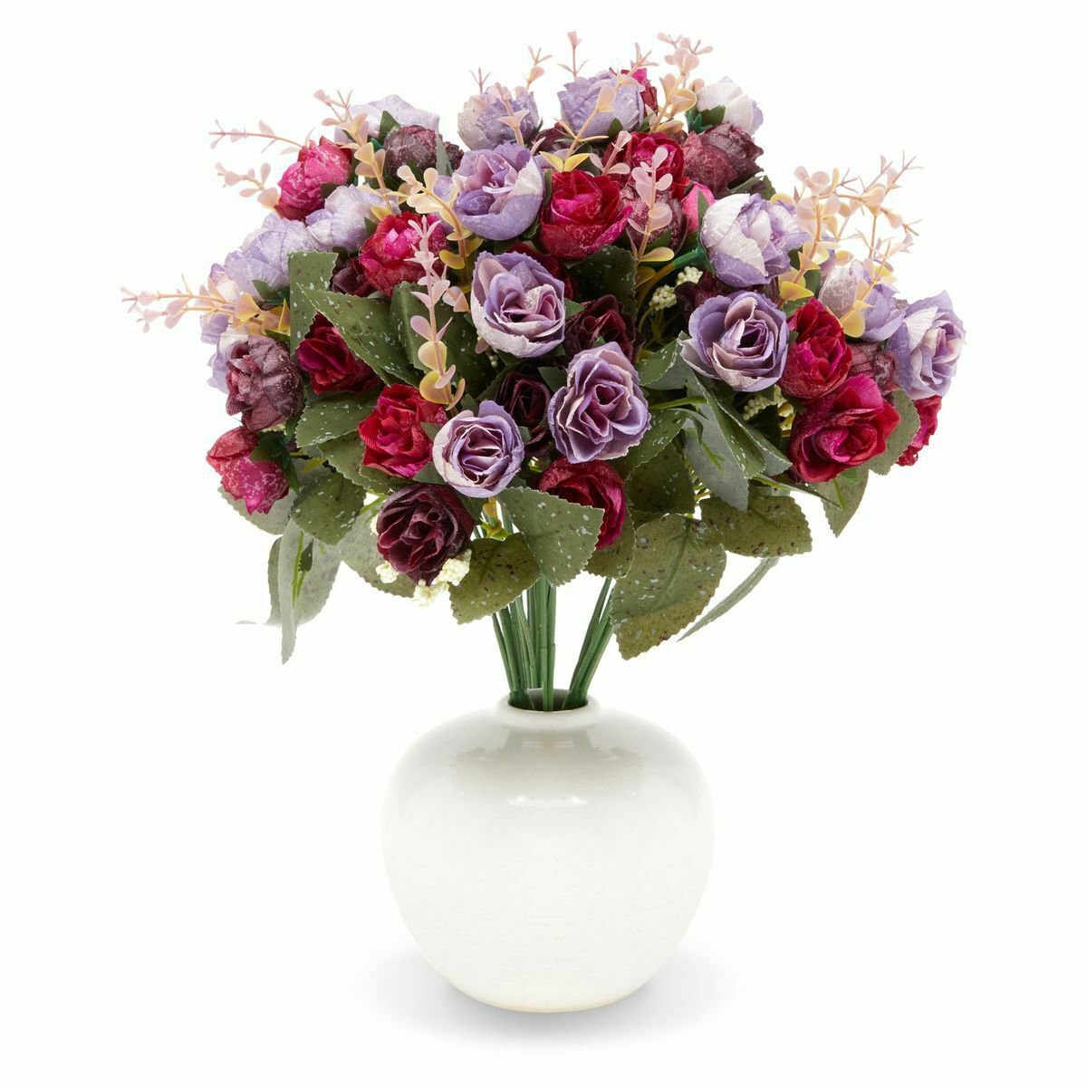 Purple Rose Bouquets, Artificial Floral Arrangements for Home Decor (4 Pack)
