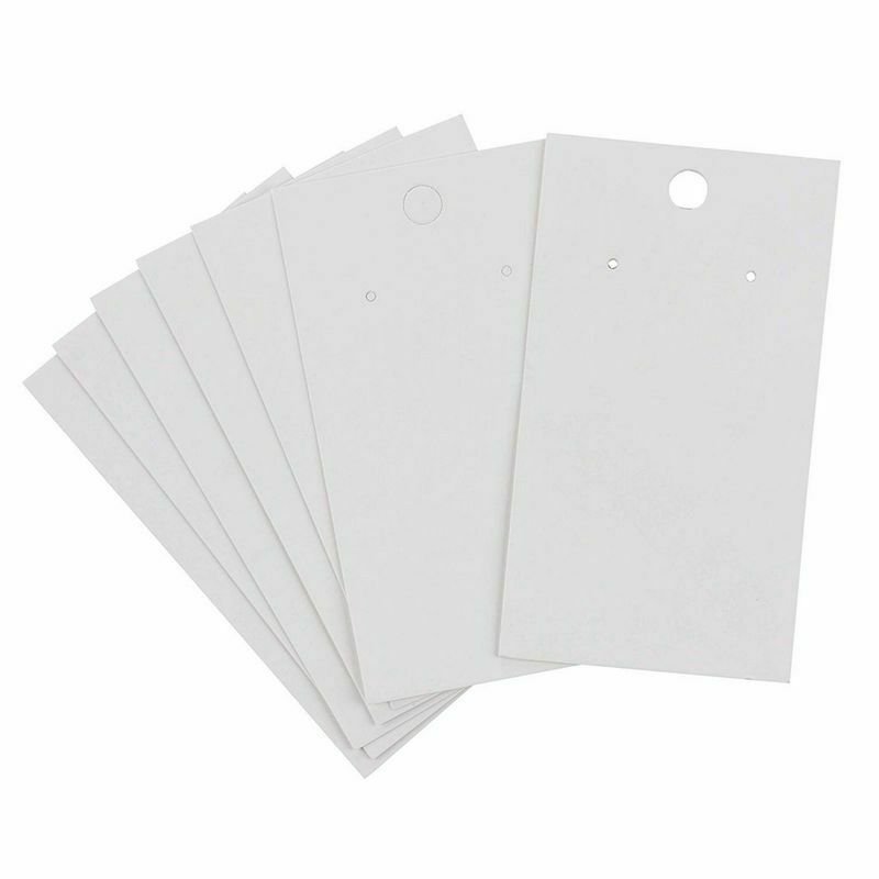 200 Pack Hanging Earring Card Holder, Blank, for Ear Studs, White, 3.5""x 2""