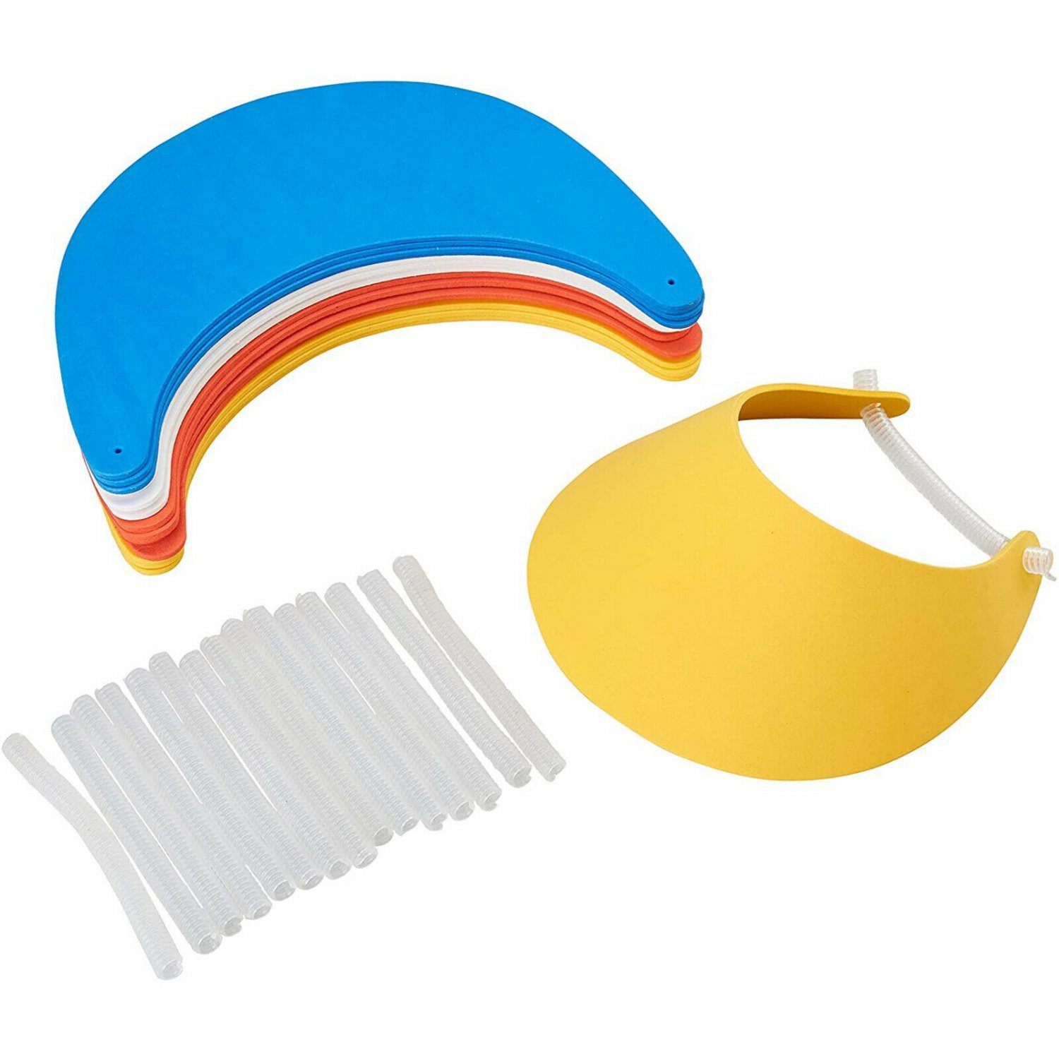 18 Pack Blank Sun Foa Visors DIY Suer Foa Visors Adjustable String