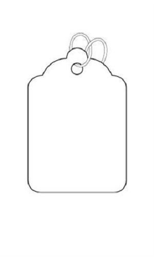 1000 White String Tags Strung 7/8""W x 1 5/16""H Blank Merchandise Strings # 3