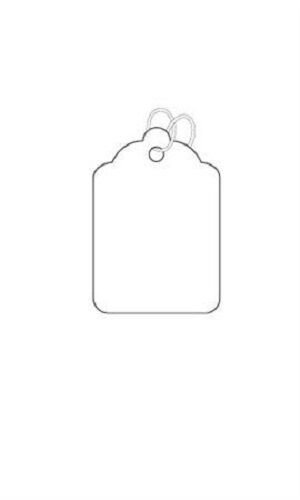 1000 White String Tags Strung 5/8"" x 1"" H Blank Merchandise Strings #1 Tak