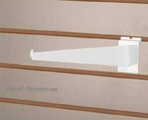 25 Slatwall Slat Grid 12"" Knife Shelf Brackets White With Lip Shelving Display