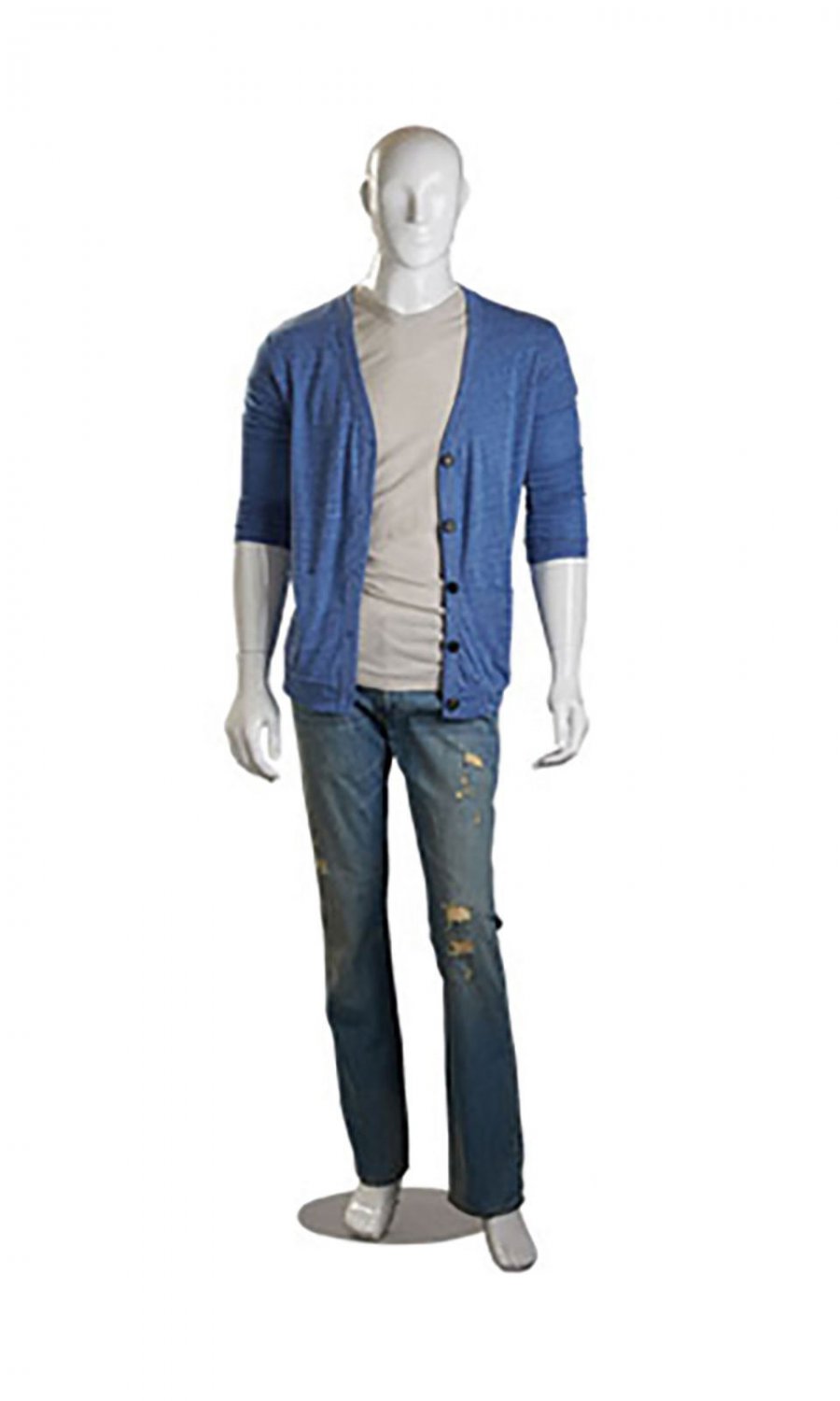 Male Mannequin White Glossy Full Body Metal Base Clothing Display Fiberglass