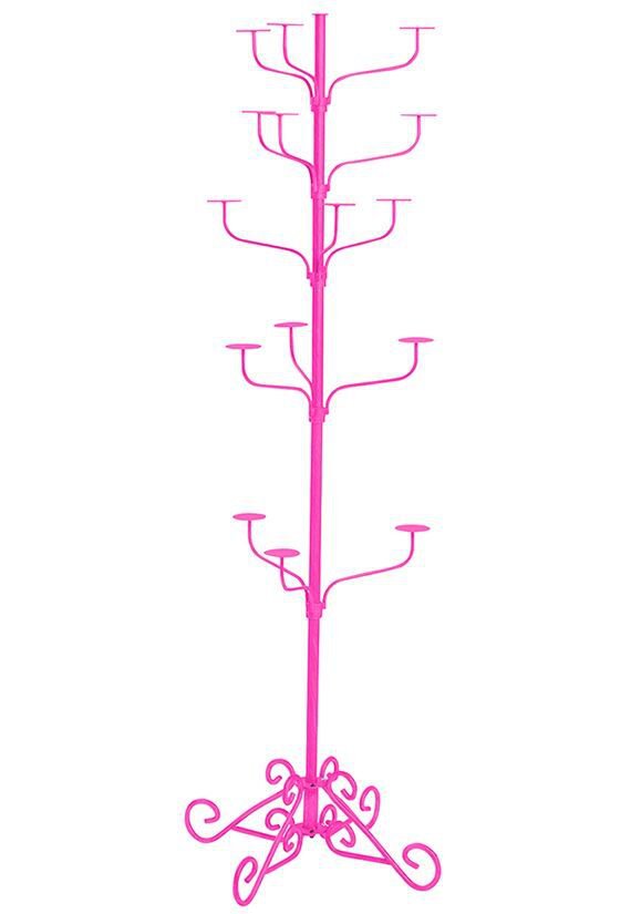 Hat Display Rack Boutique 5-Tier Millinery Floor Stand Custom Hot Pink Retail