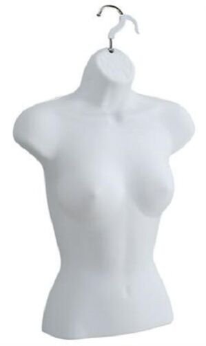 3 Molded Woman's Shirt Torso Forms Fits 5 to 10 Hanging Female Mannequin White