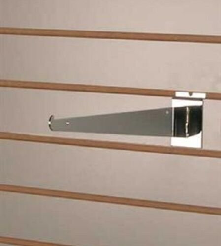 24 Slatwall 10"" Knife Shelf Brackets Chrome With Lip Retil Shelving Display
