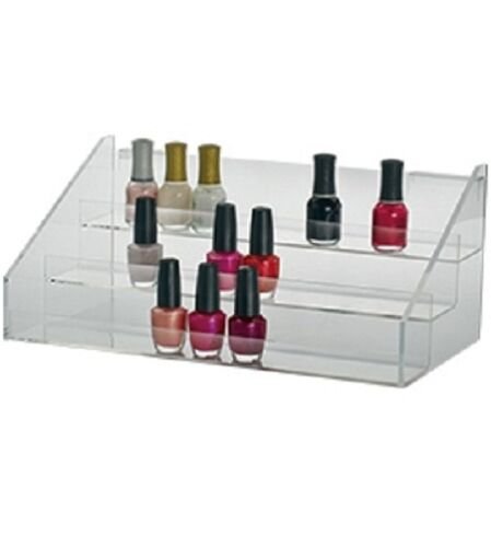 Wire Grid Slatwall 3 Tier Shelves Shelf Clear Acrylic 15"" W Nail Polish Stand