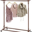 Clothing Rack Boutique Double Bar Rail Rolling Salesman Retail Bronze 48 72"" H