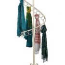 Spiral Scarf Rack Floor Display 27 Rings 6' Tall x 17"" Ivory Artichoke Finial