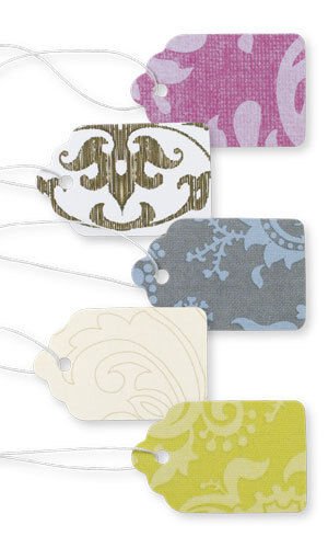 Price Tags 2500 Assorted Damask Paper 1"" x 1 ?"" String Merchandise Pre Strung