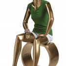 Female Gold Sitting Fiberglass Mannequin Size 2 w Base Bust 32"" Waist 25""