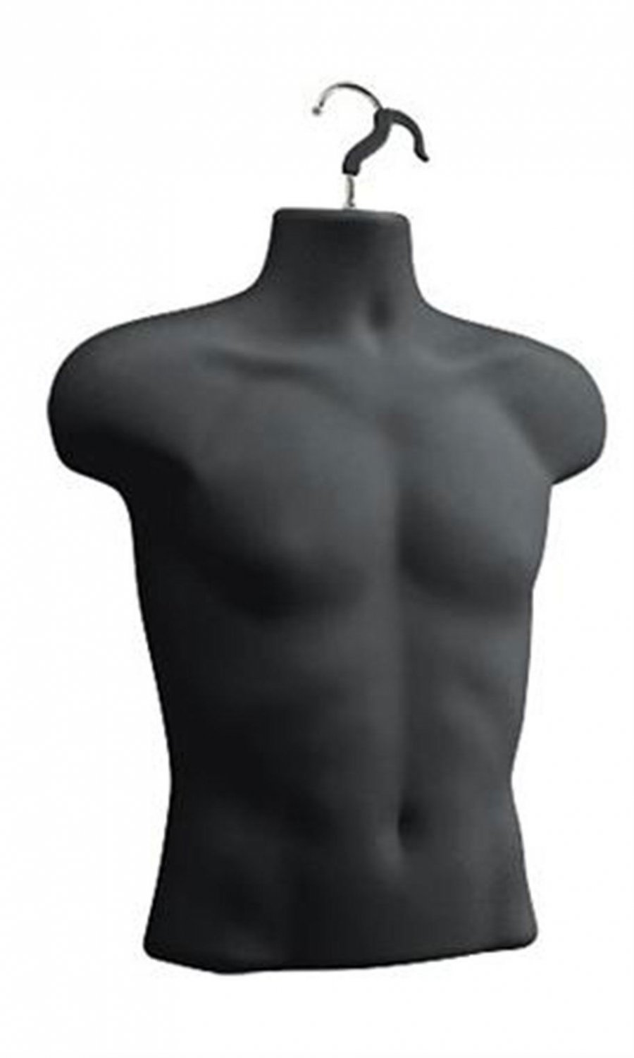 3 Forms Molded Man's Shirt Torso Frosted Fits S-L Hanging Male Mannequin Black