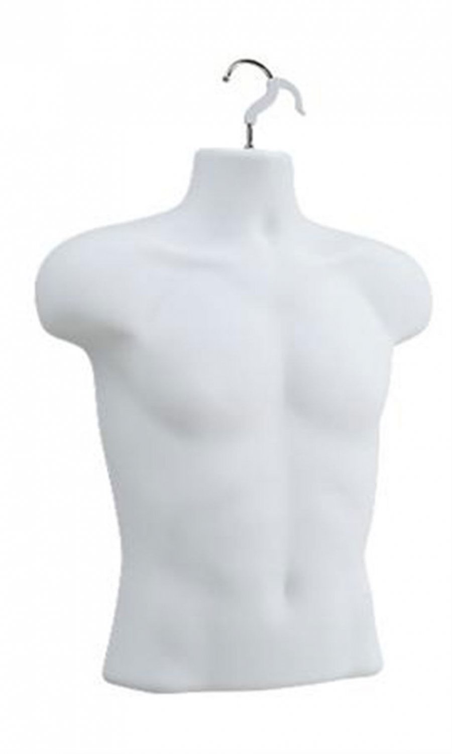3 Forms Molded Man's Shirt Torso Frosted Fits S-L Hanging Male Mannequin White