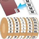 Wrap Around Clothing Size Labels S, M, L, XL, XXL 1'' x 2 3/4'' Adhesive 2,500