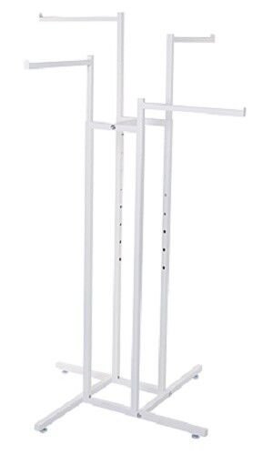 4-Way Clothing Rack White Straight Arm Garment Retail Display 48 - 72"" H Adjust