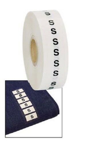 Wrap Around Clothing Size Labels Size Small S 1'' x 2 3/4'' Adhesive Strips
