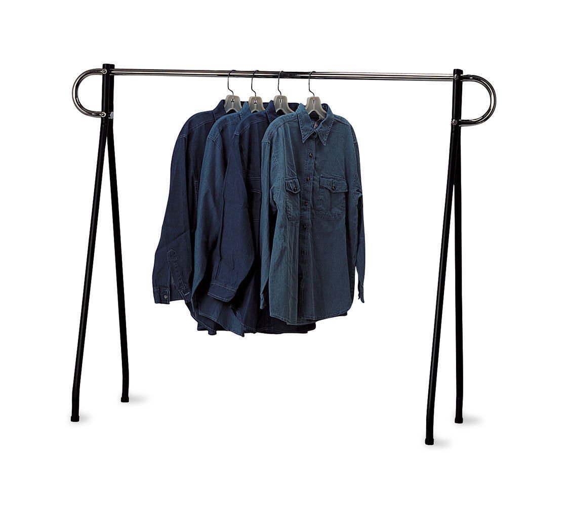 Clothing Rack Black & Chrome Single Rail Steel Clothes Salesman 60 x 60