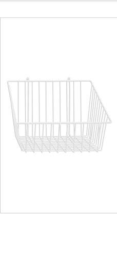 6 Wiregrid Slant Baskets White Grid 12"" x 12"" x 8"" - 4"" H