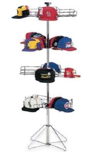 Cap Hat Baseball Rack Floor Standing 4 Tier Rotating Display Holds 96 Sport