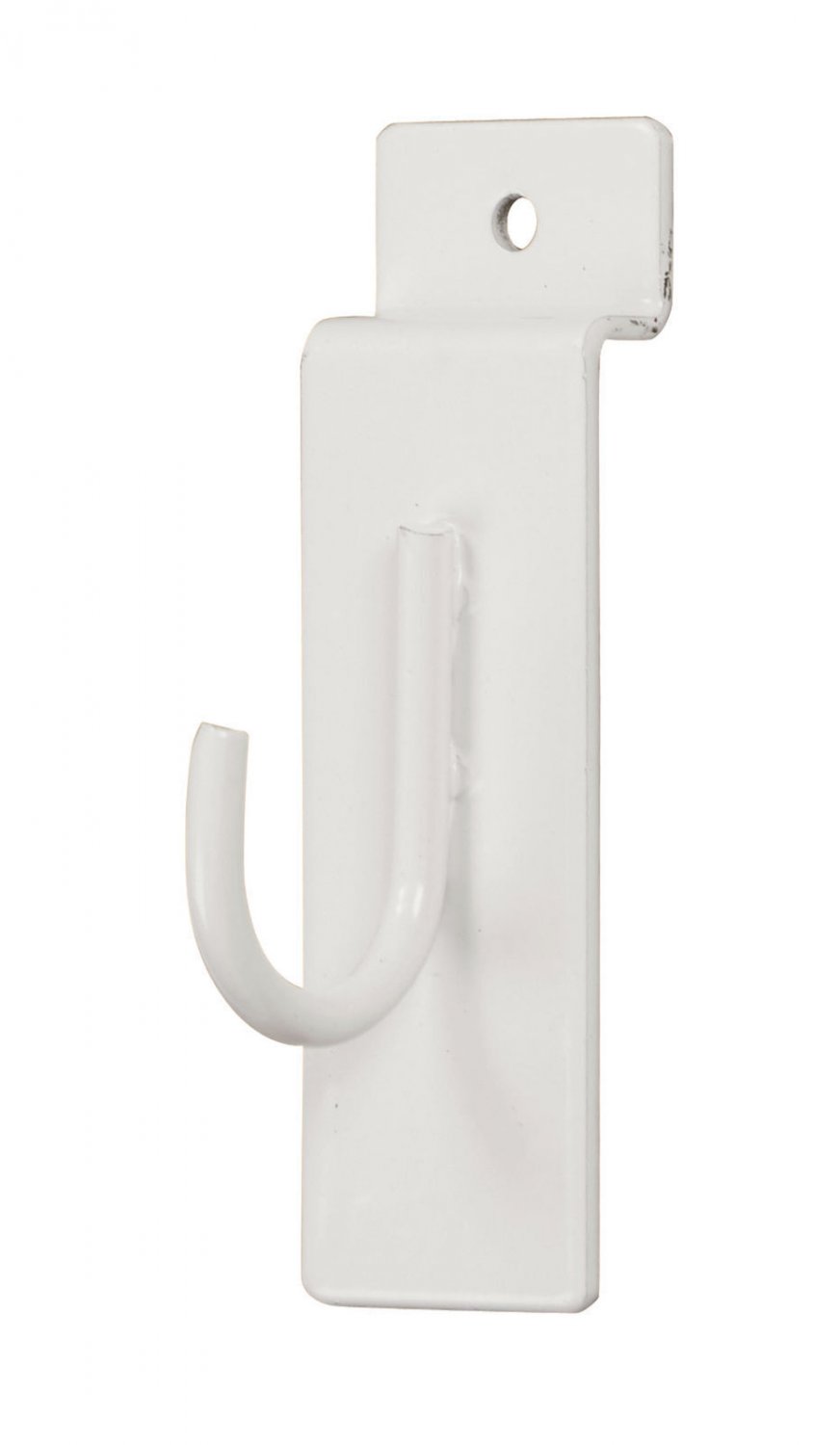 25 White1"" Slatwall Metal Hooks Slat Wall Display Hook Slat Grid Panels