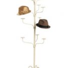 Hat Display Rack 5-Tier Millinery Floor Stand Ivory 15 Cap 72"" H S Shaped Finial