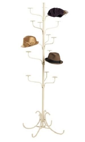 Hat Display Rack 5-Tier Millinery Floor Stand Ivory15 Cap 72"" H Artichoke Finial