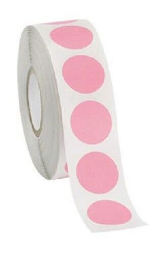Self Adhesive Labels 3/4"" Dot Circle Stickers Pink 1000 Labels 1 Roll Blank