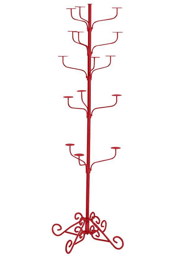 Hat Display Rack Boutique 5-Tier Millinery Floor Stand Custom Berry Red