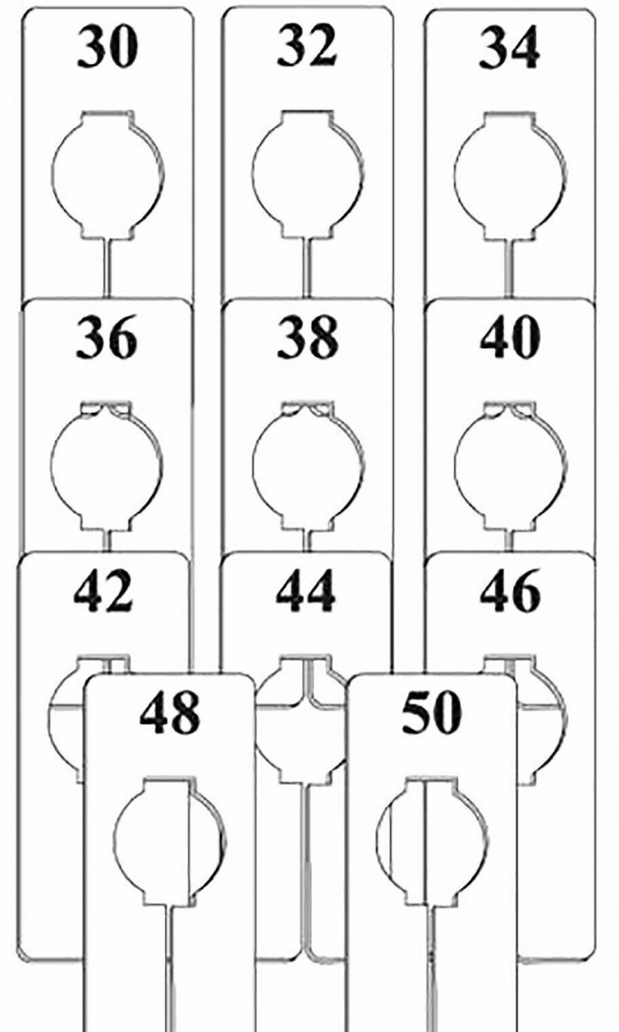 33 Rectangular Size 30 - 50 Divider Hangrail Variety Pack 5