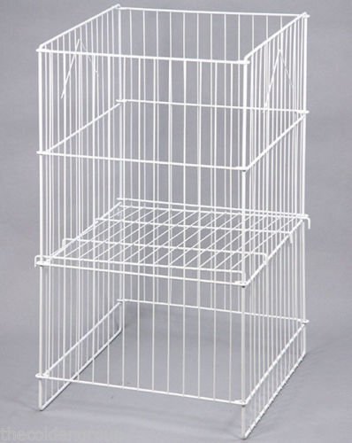 Wire Dump Bin Adjustable Shelf 18"" x 18"" x 30"" H White Impulse Sales Display