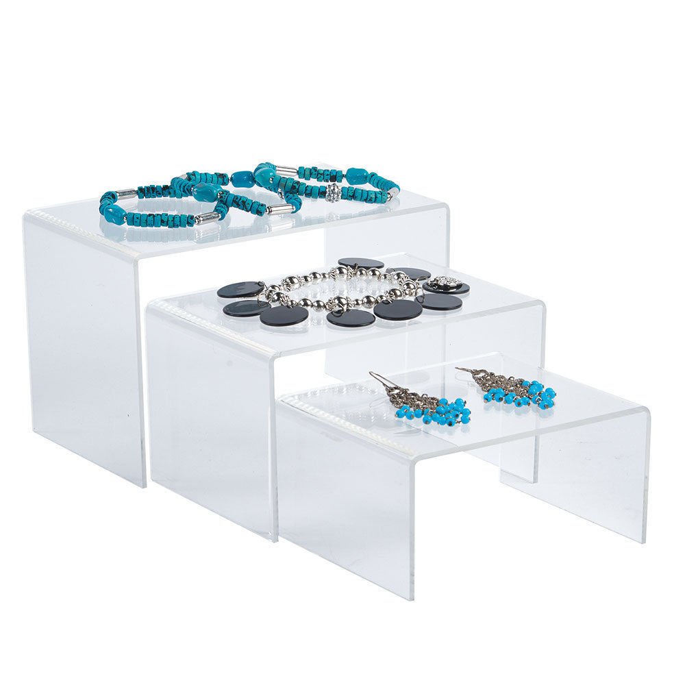 18 Acrylic Risers Displays Clear Retail Jewelry Display Showcase 6 Nested Sets
