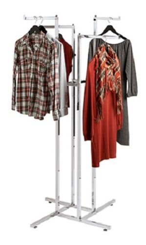 Clothing Rack 4 Way Straight Arms Chrome Clothes Adjustable Garment Retail