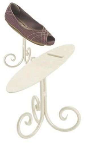 6 Ivory 6" Shoe Stands Display Metal Retail Cream Tilted Stay Ledge Shoes Heals