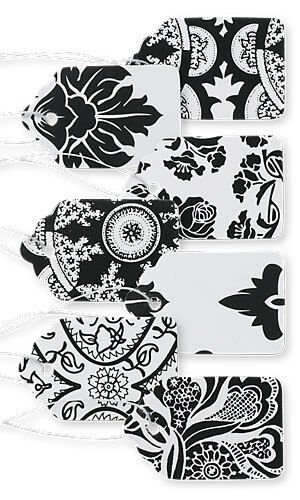 500 Assorted Black White Lace Paper Price Tags 1" x 1 &acirc;��" Merchandise Boutique