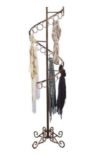 Spiral Scarf Scarves Rack Display 27 Rings 6' Tall x 17"" Bronze Ball Finial