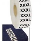 Wrap Around Clothing Size Labels XXXL XXX Large 1'' x 2 3/4'' Adhesive Strips