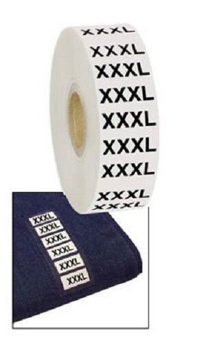 Wrap Around Clothing Size Labels XXXL XXX Large 1'' x 2 3/4'' Adhesive Strips