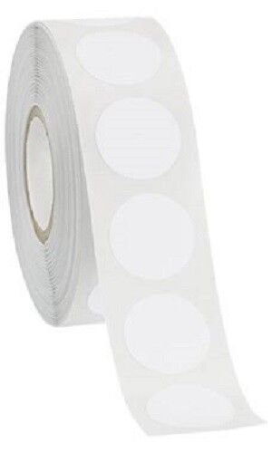 Self Adhesive Labels 3/4"" Dot Circle Stickers White 2000 Labels 2 Rolls Blank