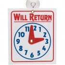Will Return Clock Open Sign Double Sided Sign Suction Cup Retail Come In